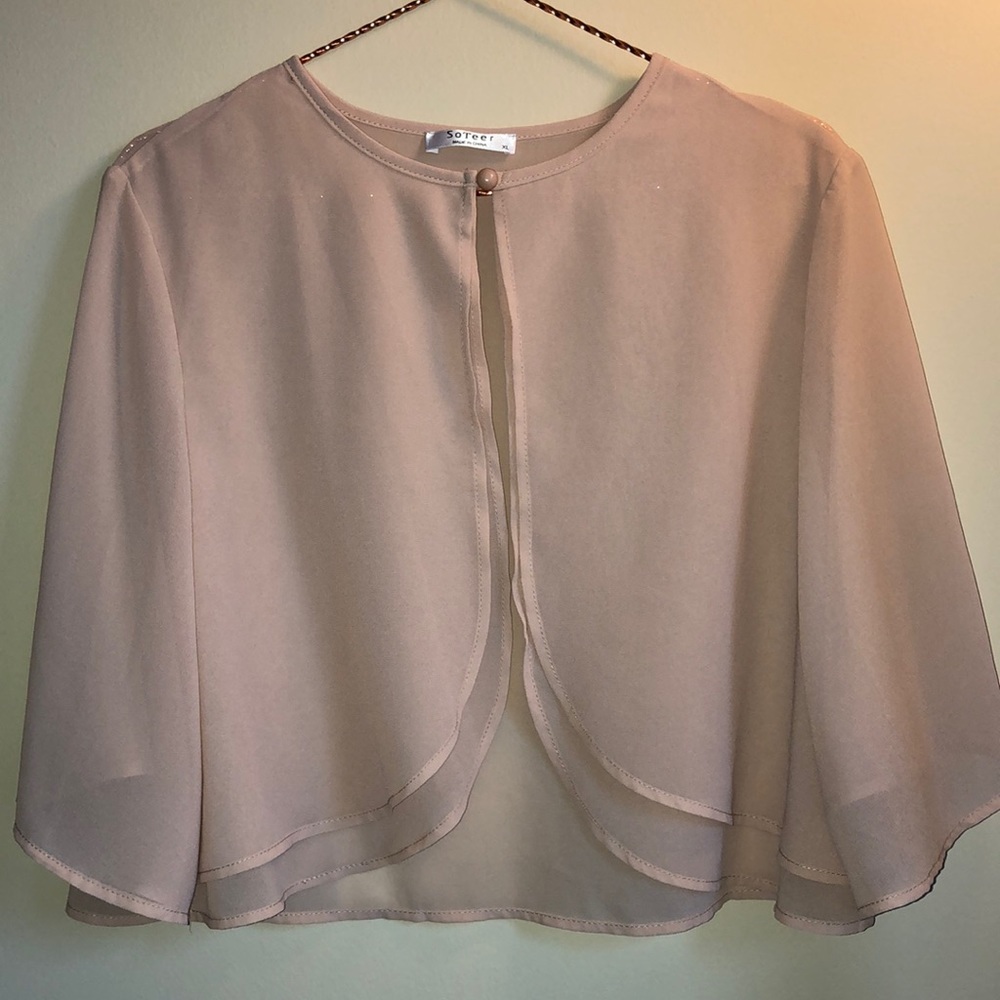Elegant Beige Sheer Women's Blouse